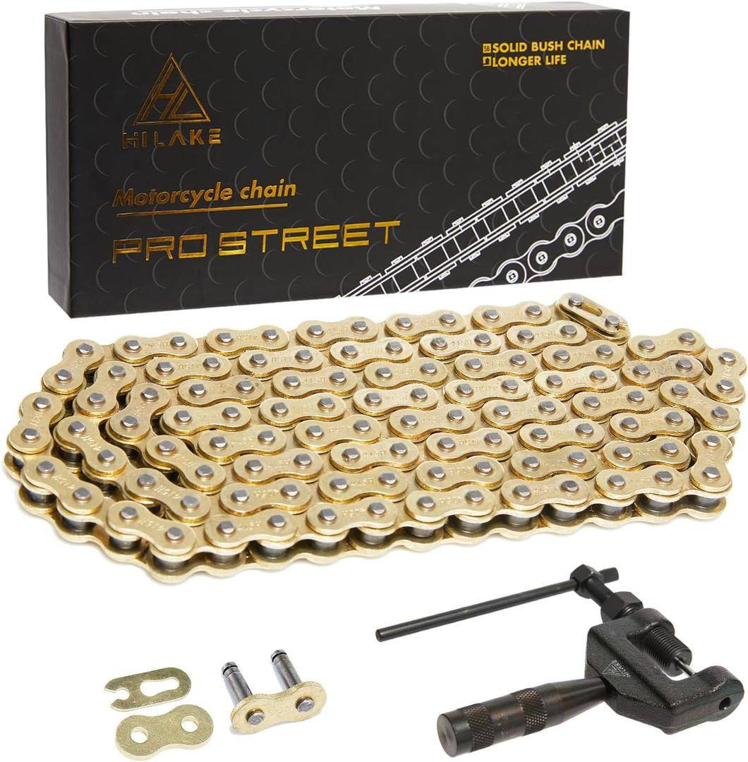 415 Motorcycle Chain 110 Links Non O-Ring with Connecting Master Link and Chain Breaker Heavy Duty Drive Chain for Motorcycle Bicycle Go Kart Mini Trail Bike