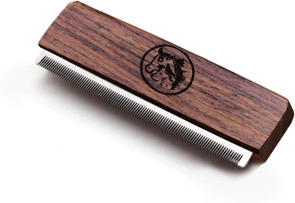 Deshedding Grooming Brush for Dogs Cats & Horse Easy Ergonomic Wood Groomer Brush Professional Brush Grooming Tool Supplies, Remove painlessly 95 Percent of Lose Hair Fur & Dirt (5 inch)