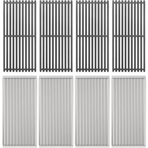Cast Iron Grill Grates and Stainless Steel Emitter Plates for Char-Broil 463247311, 463231711, 463247512, 463271314, 463241414, 463224912, 463248208, 463247310, Kenmore 463268107 Gas Grills