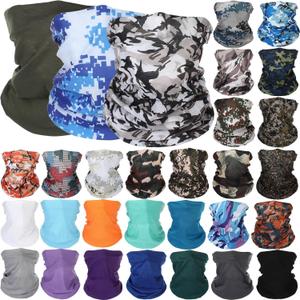 Tarpop 30 Pcs Neck Gaiters Scarf Elastic Wrap Headband Sweat Absorbing Bandana for Women Men Sports Yoga Running