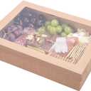 Restaurantware Cater Tek 14.3 x 10 x 3.2 Inch Catering Boxes 10 Insert Tab Lock Baked Goods Boxes - Window Lids Easy Assembly Kraft Paper Window Pastry Boxes For Charcuterie Or Cupcakes