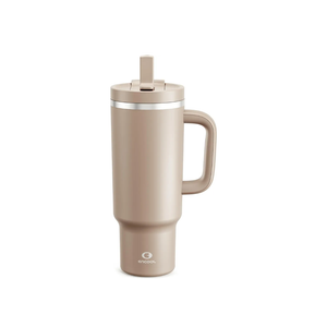 ENCOOL 40 oz Tumbler with Handle and Straw: Stainless Steel Insulated Tumbler Keeps Cold for 24 Hours, Leakproof Travel Cup Fits in Cup Holder and BPA-Free,Raw Umber