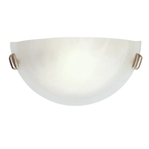 Livex Lighting 4271-91 Home Basics 1 Light Brushed Nickel Wall Sconce with White Alabaster Glass