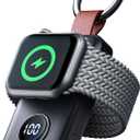 JOYROOM Portable 2000mAh Wireless Charger Compatible for Apple Watch Series 10/9/8/7/6/5/4/3/2/1/SE/UItra 2/Ultra, Compact Magnetic iWatch Charger Keychain Style Travel Essentials (Black)