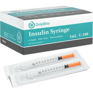 Insulin Syringe with Needle, 1cc 30G 5/16" (8mm) - Pack of 100 Pcs