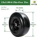 Parts Camp 13x5.00-6 Flat Free Tire Wheel (2-Pack) - Front Solid Smooth Replacement for Zero Turn Mowers - 5/8" or 3/4" Axle Bore, 3.25"-5.9" Hub Lengt - Fits most Riding Mowers Lawn Equipment