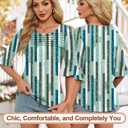 Blingfit Womens Tops 3/4 Length Sleeve Dressy Casual Shirts Bell Sleeve Front Pleated Fasion Trendy Summer Blouses 2026 (S)