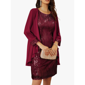 GRACE KARIN Women's Sequin Dress - Wedding Guest & Mother of The Bride Formal Dress - Two Piece Knee Length, 2XL
