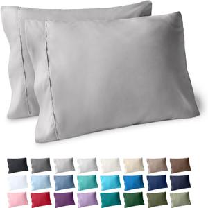 Bare Home Microfiber Pillow Cases - Standard/Queen Size Set of 2 - Cooling Pillowcases - Double Brushed - Light Grey Pillowcases 2 Pack - Easy Care (Standard Pillowcase Set of 2, Light Grey)