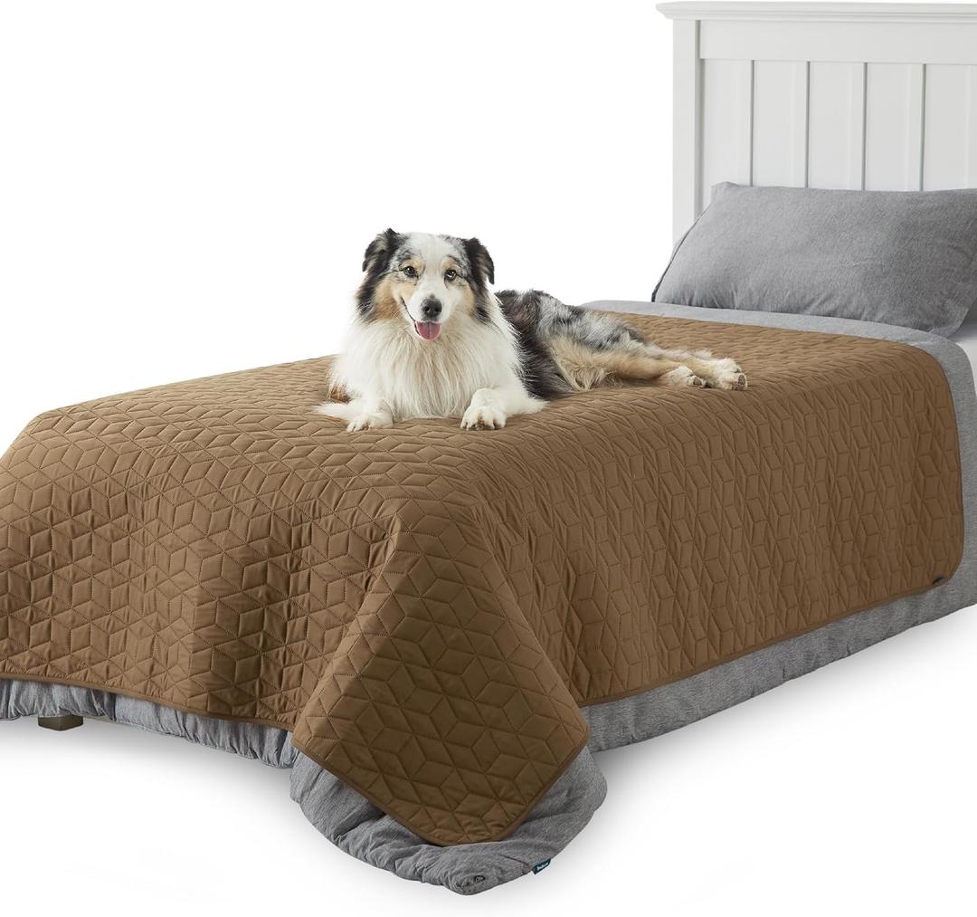 Bedsure 100% Waterproof Couch Cover for Dogs Washable - Non Slip Waterproof Blanket Large for Bed Sofa, Lightweight Furniture Protector Durable for Pet Cat Puppy with Non-Slip Bottom, Brown, 52x82IN