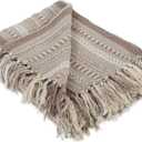 DII Braided Striped Decorative Throw Blanket, 50x60, Stone