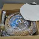 Gold Floor Lamps for Living Room Rattan Boho Floor Lamp with Remote Control & 3 Color Temperature,Dimmable Arc Floor Lamps Brass Standing Lamp Tall Floor Lamp for Bedroom Living Room Corner (12.28inch)