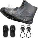 ARKFUSION ARKFUSION Waterproof Shoe Covers with Ice Grips, Reusable Snow Spikes for Shoes & Boots, Anti-Slip Traction Cleats for Rain, Snow & Mud, Universal Fit for Hiking & Winter Safety (BLACK, L)