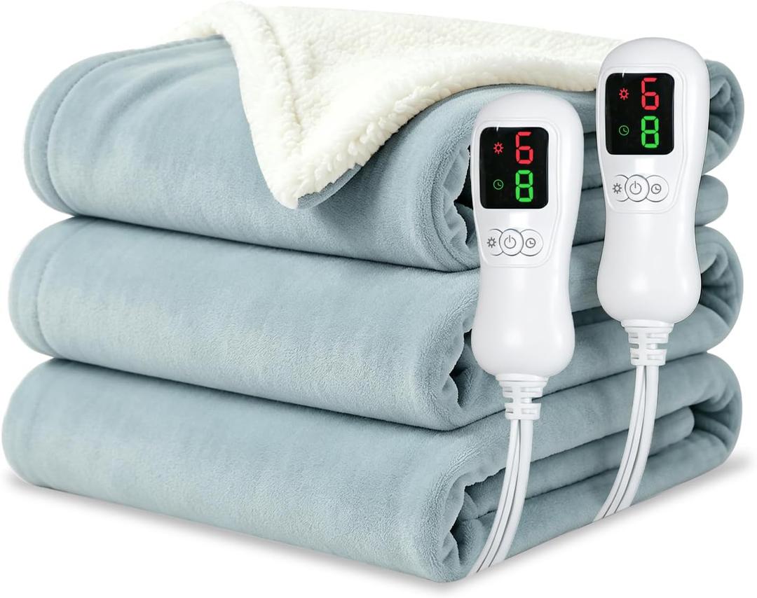 Electric Blanket Queen Size 84"x90",Heating Blanket, Soft Flannel Heated Blanket, 9 Heating Levels,1-9 Hours Auto Off, Fast Heating, Overheat Protection, Machine Washable,Gifts for Woman,Gray