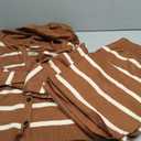 Womens Oversized Striped 2 Piece Sets Button Up Cardigan and Wide Leg Pants with Pockets Fall Pajama Outfit, XL 