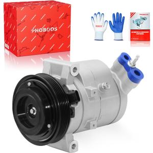 PHOBOOS A/ C Compressor with Clutch Compatible with Chevrolet Equinox 2010-2011 & GMC Terrain 2010-2011, 2015 L4 2.4L, SP17 Style Compressor, Fast Cooling, Low Noise, Easy Installation, Ref. 68680