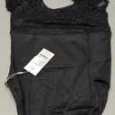 Daydance Girls Women Ballet Outfits Lace Cap Sleeve Dance Leotards for Gymnastics, Aerial Yoga, Swimming (X-Large, Black-faux 2 Piece)