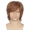 Miss U Hair Shaggy Wig Men Short Wavy Brown Wig Halloween Cosplay 60s 70s Male Rocker Costume Hair (2 Piece Set)