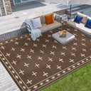 Outdoor Rug 9x12 Modern Area Rugs for Indoor and Outdoor Patios and Porches - Waterproof, Washable, Non-Shedding, Easy-to-Clean Outside Carpet，Brown/Coffee