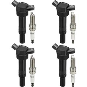 BDFHYK Ignition Coils UF651 and Iridium Spark Plug 9686 Compatible with Hyundai Elantra Coupe GT Tucson Kia Forte Soul l4 1.8L 2.0L Replaces 5C1861 C1804 50146 GN10633 5147 9417 9723 XP5702 Set of 4