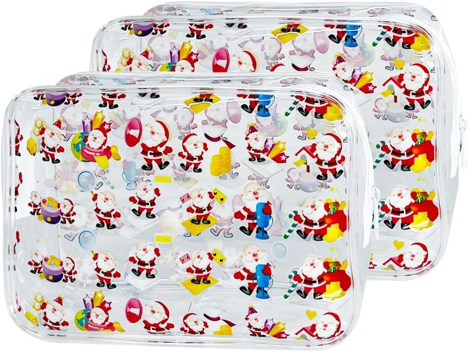 2 pcs Clear Cosmetic Bags, TSA Approved Travel Toiletry Bags, Waterproof Clear Makeup Bags with Zipper, Pattern: Cartoon, Size: 7.08x2.36x4.7 inches, 2 Count, For Youth Girls 2 pcs Clear Cosmetic Bags, TSA Approved Travel Toiletry Bags, Waterproof Clear Makeup Bags with Zipper, Pattern: Cartoon, Size: 7.08x2.36x4.7 inches, 2 Count, For Youth Girls