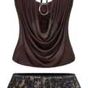 SHENHE Women's Sexy 2 Piece Outfits Draped Halter Tops and Sequin Leopard Shorts Sets Clubwear, Small