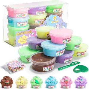 Slime Kit for Girls and Boys, Safe and Fluffy Slime for Kids, Stress Relief Kids Slime Kits for Toddlers, Stretchy Butter Slime Pack of 12