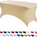 Peomeise 6FT Spandex Table Cover Rectangular Stretch Spandex Tablecloth (Champagne,6FT)