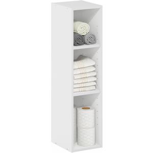 Furinno Fulda Book Shelf, 3-Tier Narrow Bookshelf, Bookcase with 8-in Width Storage Shelf, 9.3 x 7.9 x 31.5, for Living Room, Bedroom, Home Office, White