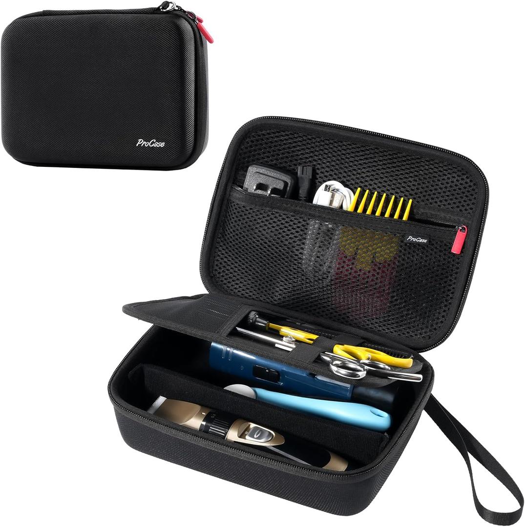 ProCase Hard Pet Grooming Tool Storage Case, Travel Organizer for Oneisall/Wahl Dog Clippers, Pet Shaver, Nail Trimmer and Accessories, Grooming Bag for Dog or Cat Grooming Kits Supplies -Black