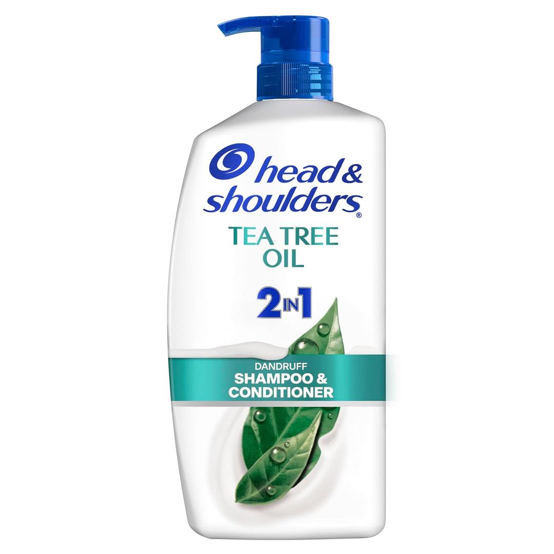 Head & Shoulders Anti-Dandruff Shampoo and Conditioner with 1% Pyrithione Zinc, Tea Tree Oil 2-in-1, Tea Tree Shampoo with Cooling, Refreshed Scalp, 32.1 fl oz 