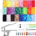 Kamtop Snaps and Snap Pliers Set, 408 Sets T5 Plastic Snap Buttons 24 Colors, Snap Fasteners Snap Press Pliers Snaps Starter Kit Snap Setter Tool for Clothes Sewing Bibs Rain Coat DIY Crafting
