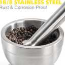 Bekith Mortar and Pestle Sets 18/8 Brushed Stainless Steel Spice Grinder Pill Crusher Molcajete Herb Bowl