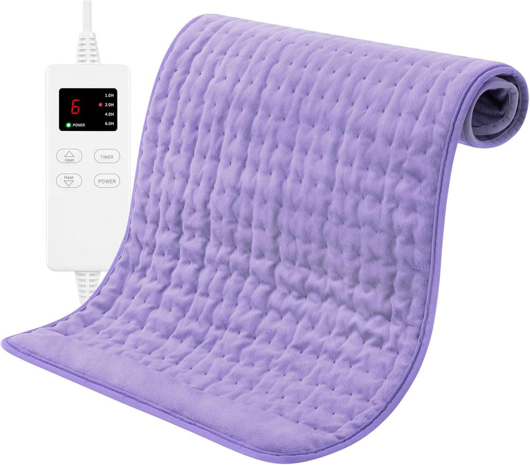 NBKLS Heating Pad for Back, Large Heating Pads for Body Muscle Pain Cramps Relief, 6 Heat Settings Machine Washable Electric Heating Pad, Birthday Christmas Gifts for Women Mom (12" x 24", Purple)