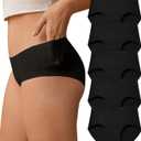 SHARICCA Womens Seamless Underwear No Show Hipster Panties Invisible Lightweight Nuage Bikinis Briefs Microfiber Pack (Large, All Black)