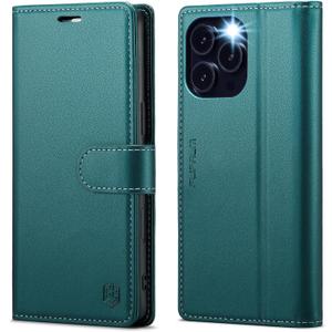 Compatible with iPhone 16 Pro Max 6.9" Wallet Case with RFID Blocking Credit Card Holder, PU Leather Folio Flip Kickstand Protective Shockproof Cover Women Men for Apple 16 pro Max Phone Case (Green)