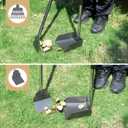 Heeyoo Dog Pooper Scooper, Dog Poop Tray and Rake Set, Pet Waste Removal Scoop with Long Adjustable Sectional Stainless Handles (Silver/Black)