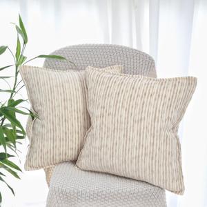 OYIMUA Beige 20x20 Decorative Throw Pillow Covers Chenille Set of 2 Square Accent Pillows for Couch Living Room Bed Cozy Farmhouse Neutral Cushion Covers