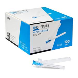 BH SUPPLIES Safety Needle 23G x 1" (Box of 100)