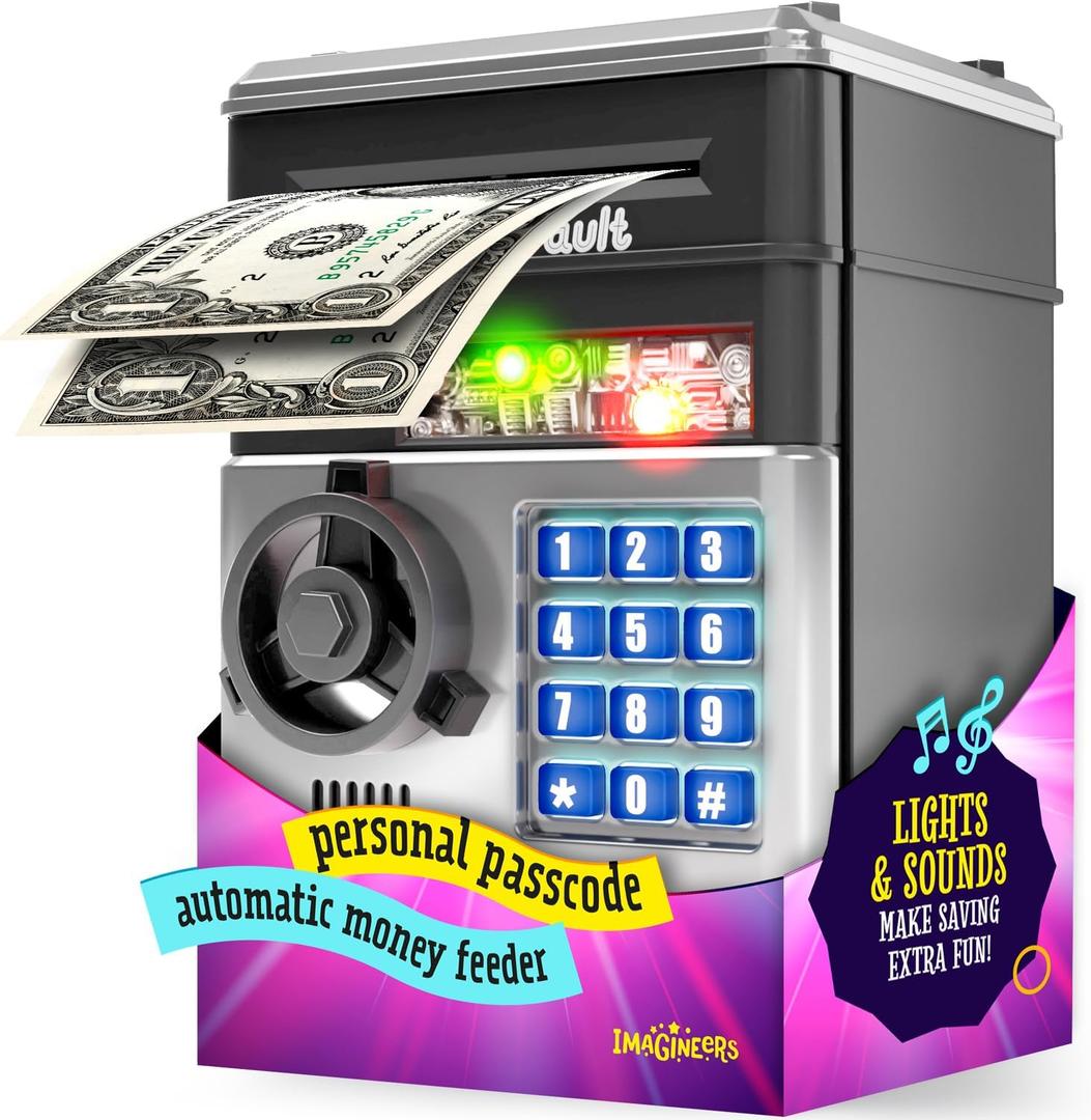 Piggy Bank for Kids - Electronic Money Saving Box w/Code- ATM Safe - Toy Coin Bank - Boys Toys for Age 3, 4, 5, 6, 7, 8, 9 - Birthday Gifts for 8, 9, 10, 11, 12 Year Old Boy and Girl