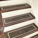 COSY HOMEER Soft Stair Treads Non-Slip Carpet Mat 28inX9in Indoor Stair Runners for Wooden Steps,Stair Rugs for Kids and Dogs, 100% Polyester TPE Backing 4pcs,Brown,Square