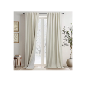 100% Blackout Elegant Curtains 95 Inch 2 Panel Set for Living Room/Sunroom Thermal Insulated Custom Curtains for Windows Boho Farmhouse Drapes Office(Ivory Cream/Off White)Hook Belt Pleated/Back Tab