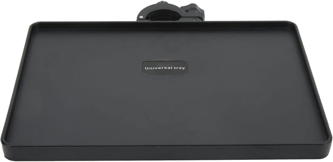 Pomya Microphone Stand Tray, ABS Black Modern Style, For Stage & Control Room, Holds Mic & Phone, 6.5x8.66in, 0.59-1.18in Clamp