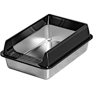 Large Stainless Steel Cat Litter Box, Easy to Clean Odor Control Cat Toliet for Indoor Cats (Large)