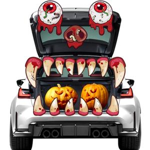 7 x ceiba tree Halloween Monster Face Trunk or Treat Car Decorations Kit for SUV Scary Creepy Decor Garage Door Outdoor Decor Stickers
