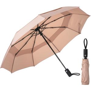 Mr. Pen- Windproof Travel Umbrella, Small Water-Resistant Automatic Folding Umbrella for Rain and Sun, Light, Compact and Portable for Women & Men, Fits Car & Backpack (Nude Beige)