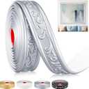 Peel and Stick PVC Crown Molding Trim Flexible Molding Trim 13.1 ft x 1.8" Self Adhesive Wallpaper Wall Border Mirror Frame Baseboard Cabinet for Home Decor Edge Background(Silver)