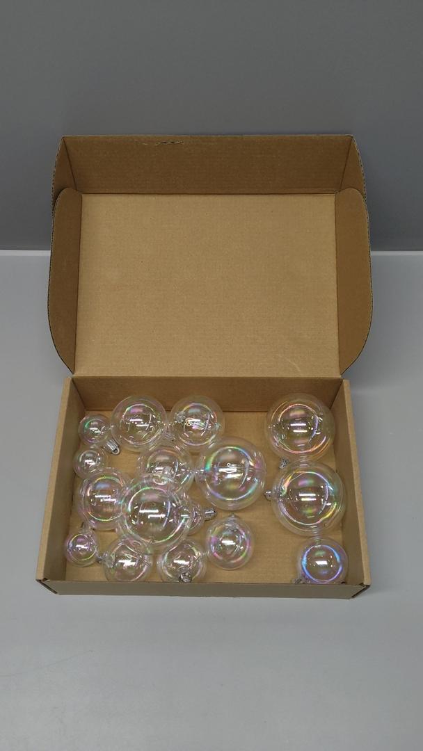 Kathfly 16 Pcs Halloween Iridescent Ornaments Balls Cauldron Fake Bubble Decoration Plastic Iridescent Christmas Ornament Ball Transparent Clear Ball for DIY Halloween Christmas Decor Craft, 4 Sizes