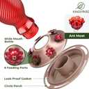 Kingsyard Glass Hummingbird Feeders for Outdoors, 24 oz Hummingbird Nectar Feeder for Garden Decorations with 6 Feeding Ports, Ant Moat Included, Gifts for Women Mom, Easy to Clean & Refill, Red
