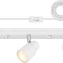 Plug-in Track Lighting LED, Track Light Fixtures Ceiling, White 3-Light Ceiling Lights for Kitchen, 3 Way Spotlight with Cord, Rotatable Wall Mount Light Head for Bedroom Hallway, Bulb Not Included